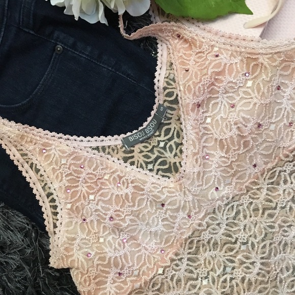 Bisou Bisou Blush Lace Sequin Camisole - Picture 3 of 8